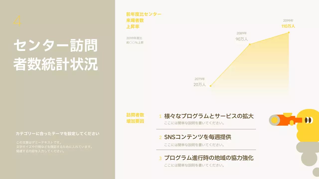 黄色 シンプル 文化 センター 報告書 プレゼンテーション
