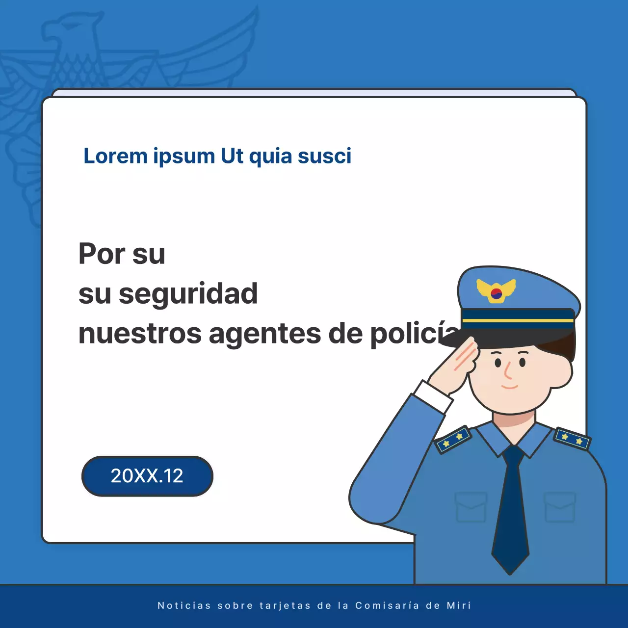 Anuncios por defecto del boletín de la comisaría de policía en azul y azul marino