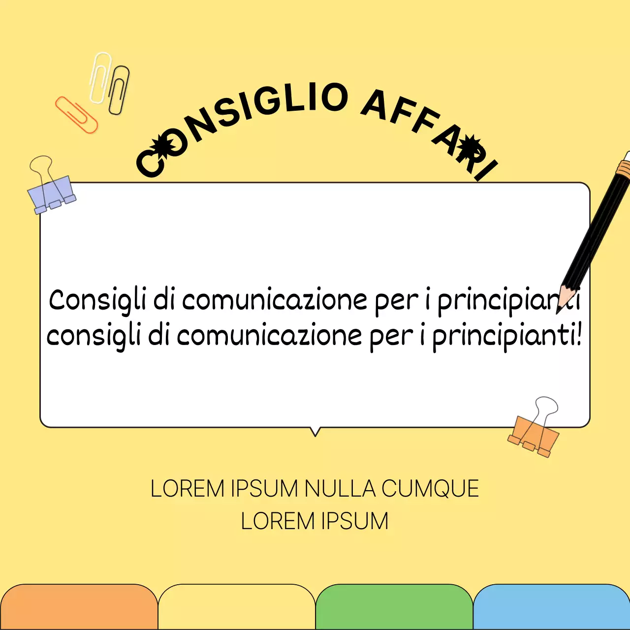 Semplici consigli commerciali in giallo e nero