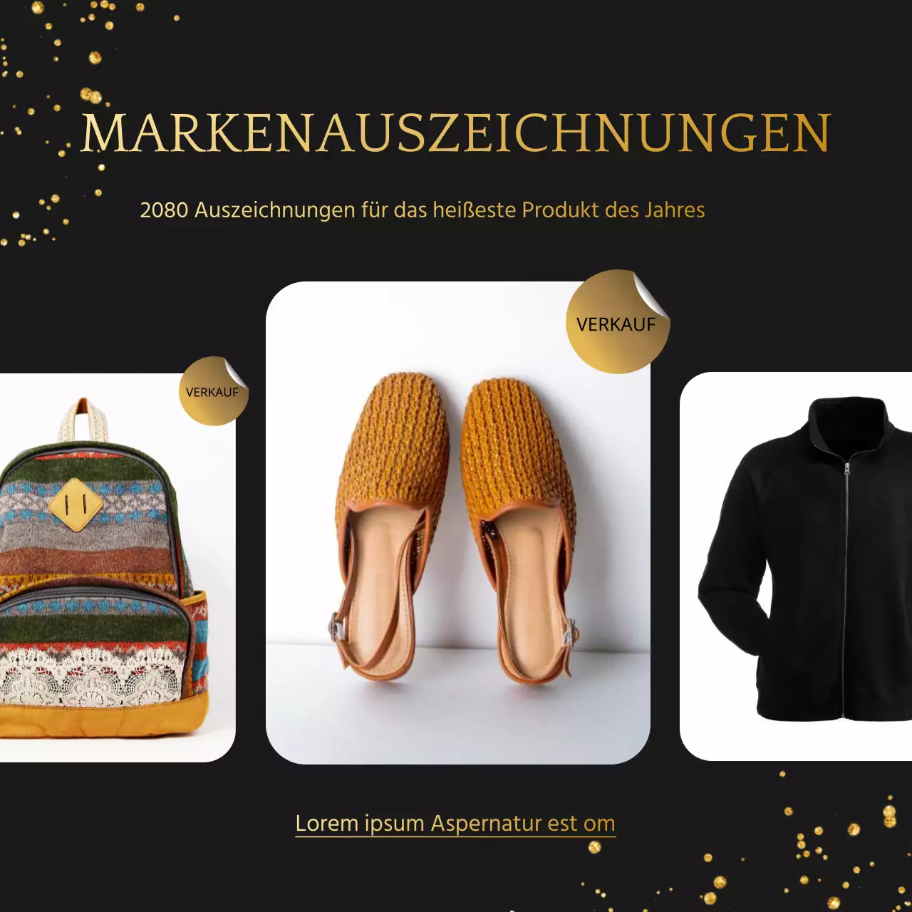Werben Sie für eine luxuriöse Preisverleihung zum Jahresende in Gold und Schwarz