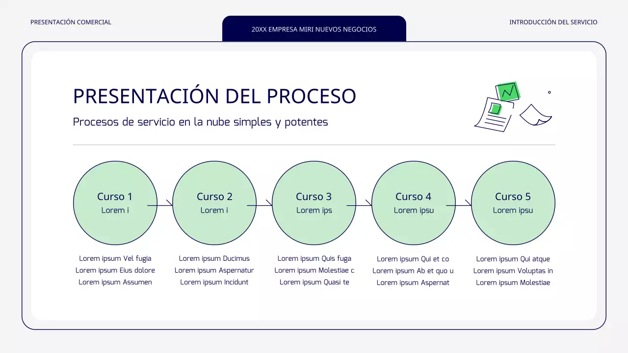 Un nuevo servicio sencillo en verde y gris