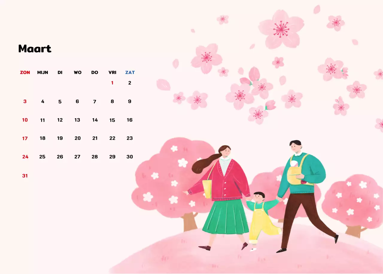 Een warme, geïllustreerde nieuwjaarskalender