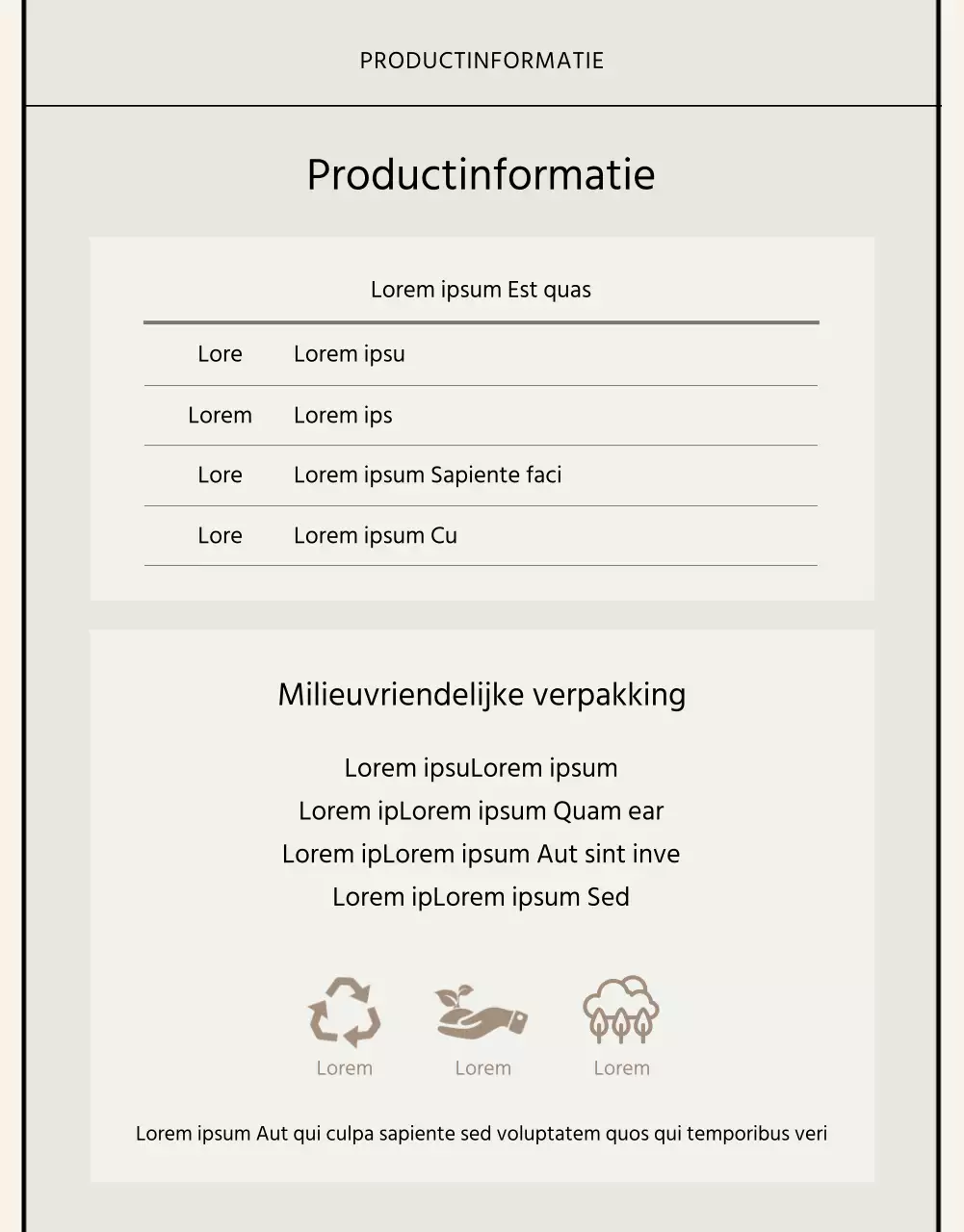 Basisstijl in zwart en beige Merkverklaring handel