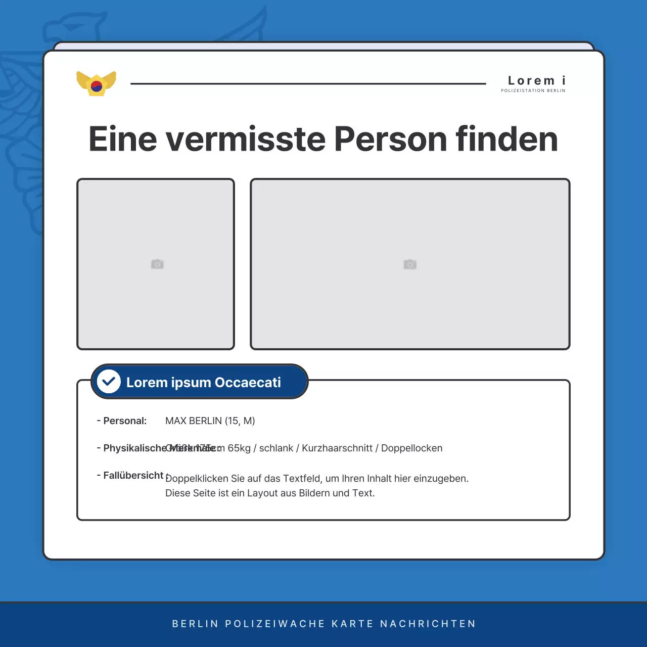 Standard-Newsletter der Polizeidienststelle in Blau und Marineblau