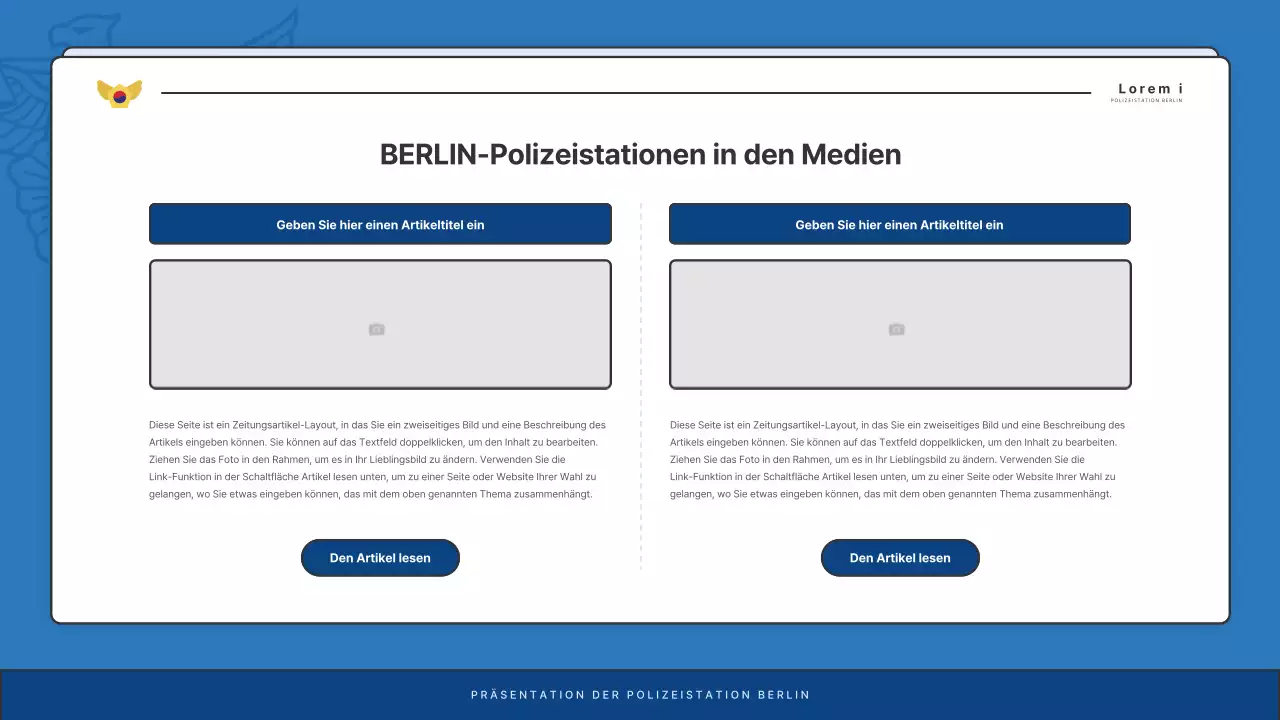Standard-Newsletter der Polizeidienststelle in Blau und Marineblau