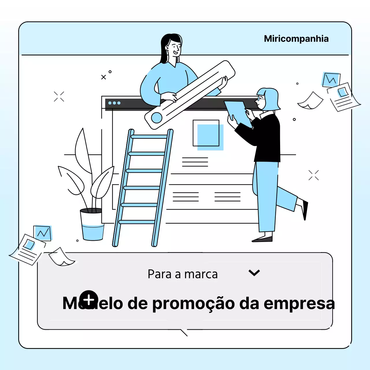 Carta de empresa para uma imagem de marca simples em azul claro e cinzento