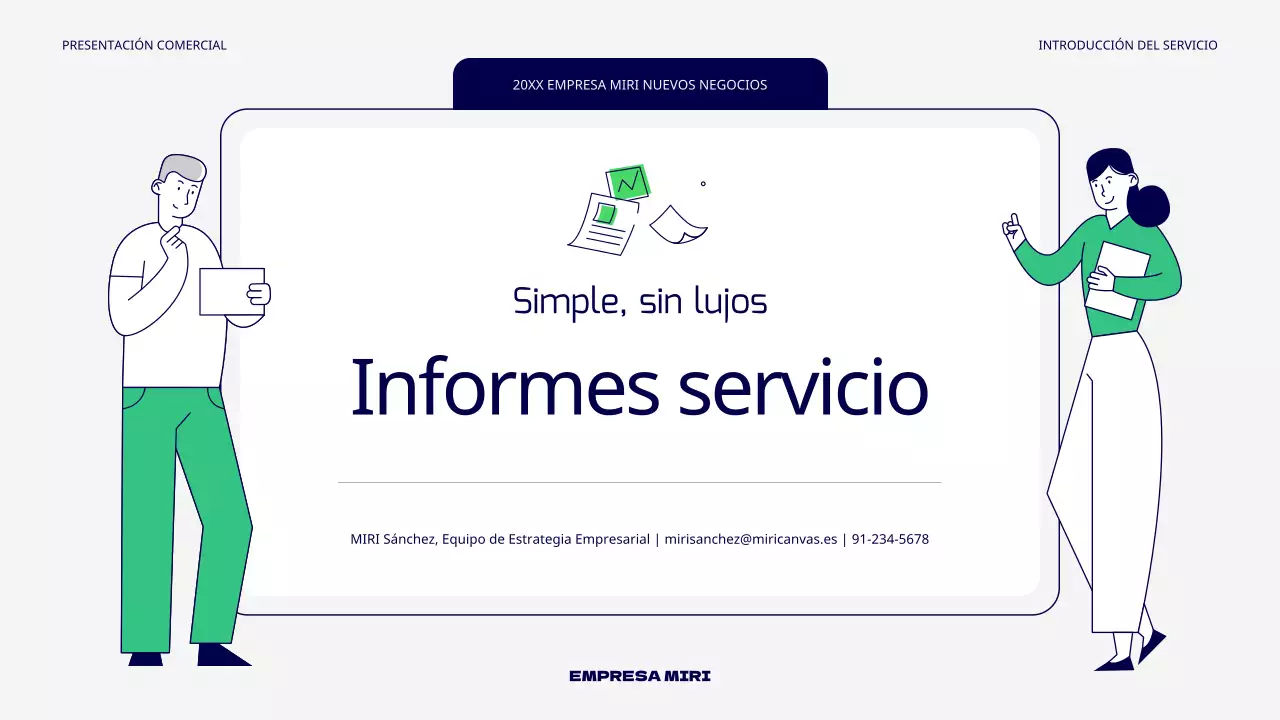 Un nuevo servicio sencillo en verde y gris