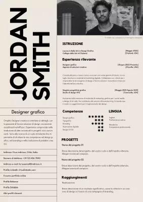 Curriculum di designer grafico di tendenza in nero e beige
