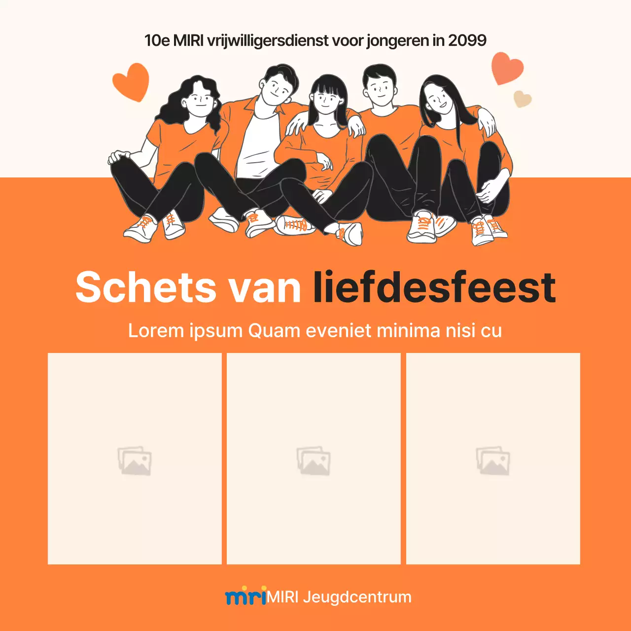Een minimalistische oranje en witte campagne om de liefde te delen