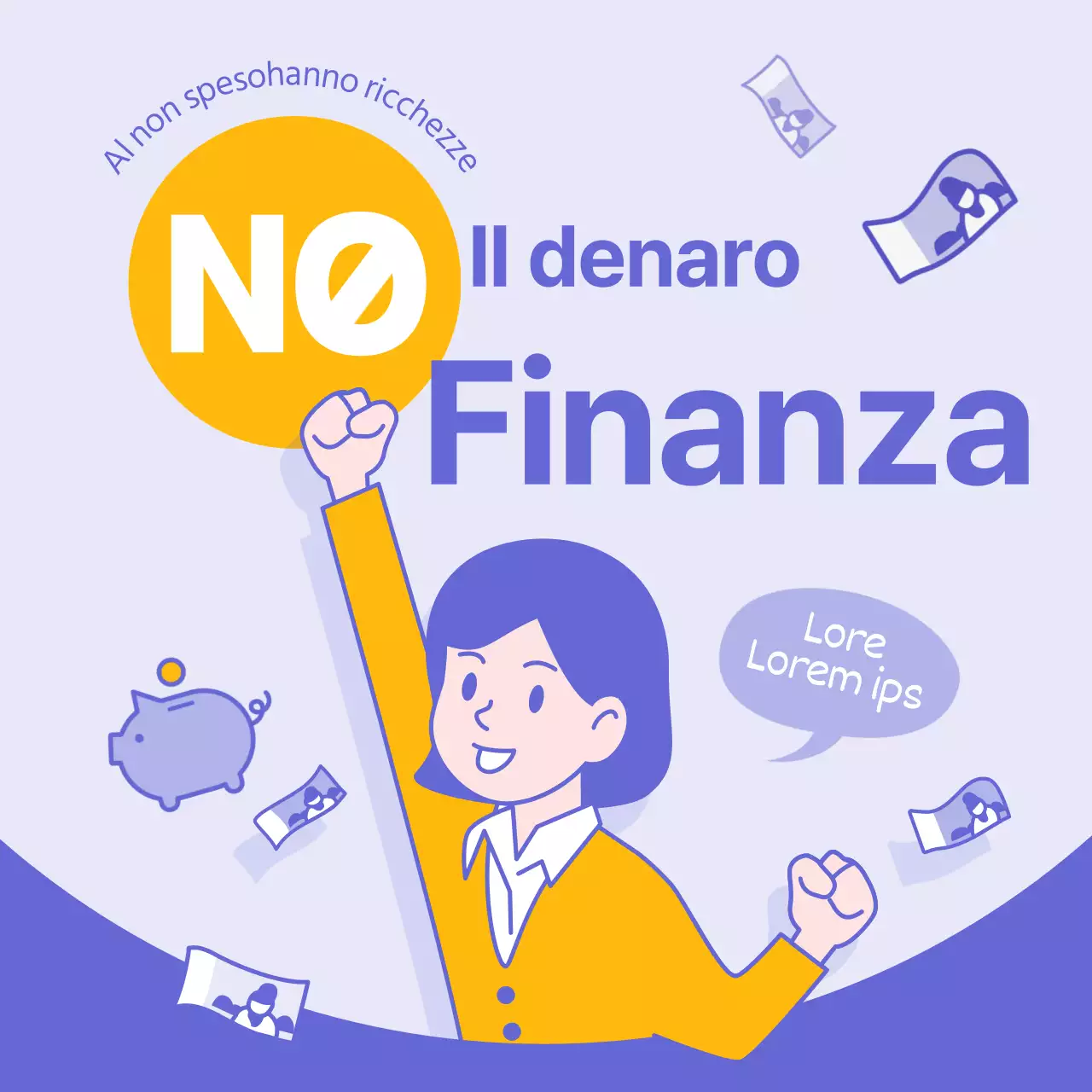 Informazioni finanziarie semplici, gialle e viola, senza denaro
