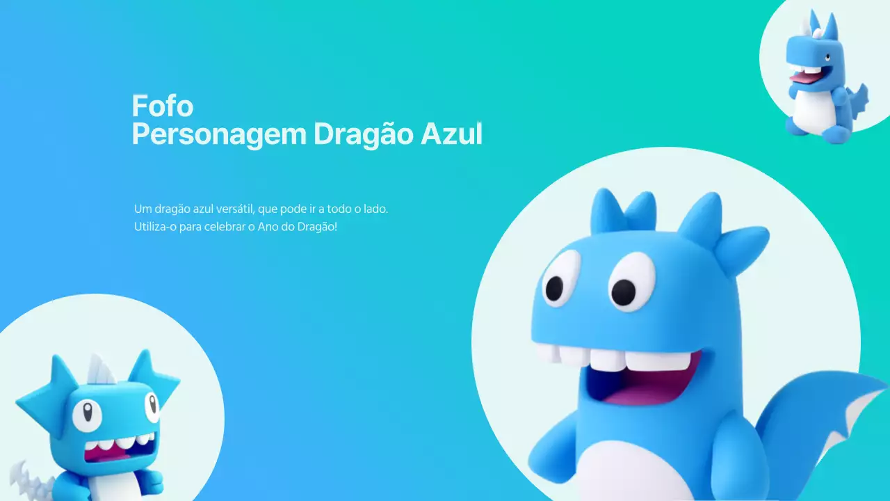 Personagens bonitos de dragões azuis