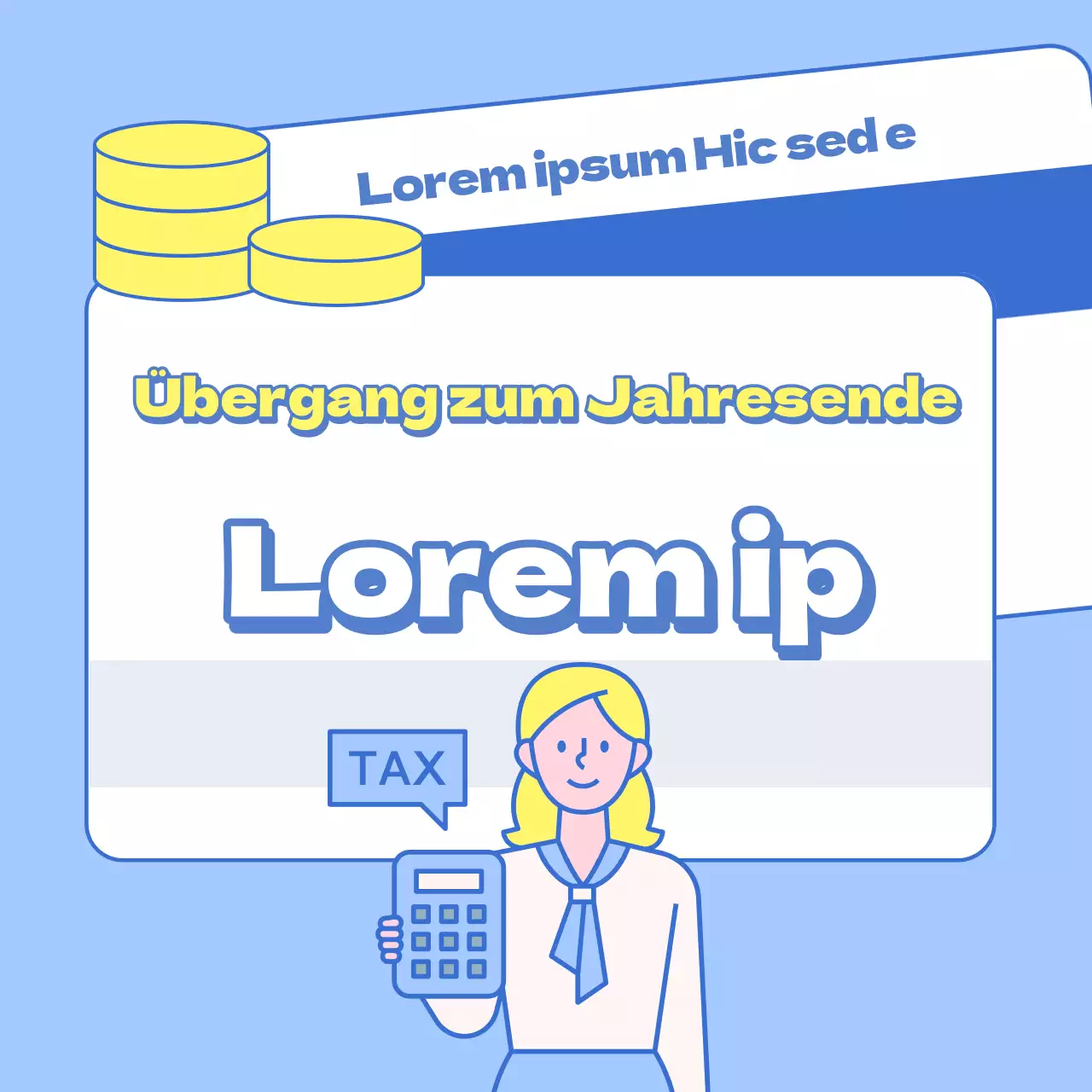 Ein einfacher blauer und gelber Leitfaden für Konzepte und Terminologie zum Jahresende