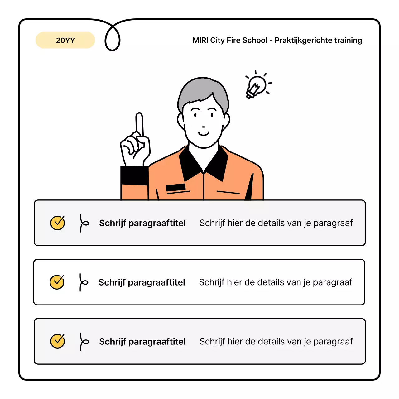 Gele en oranje basisprincipes en een leuk informatieblad over brandveiligheid