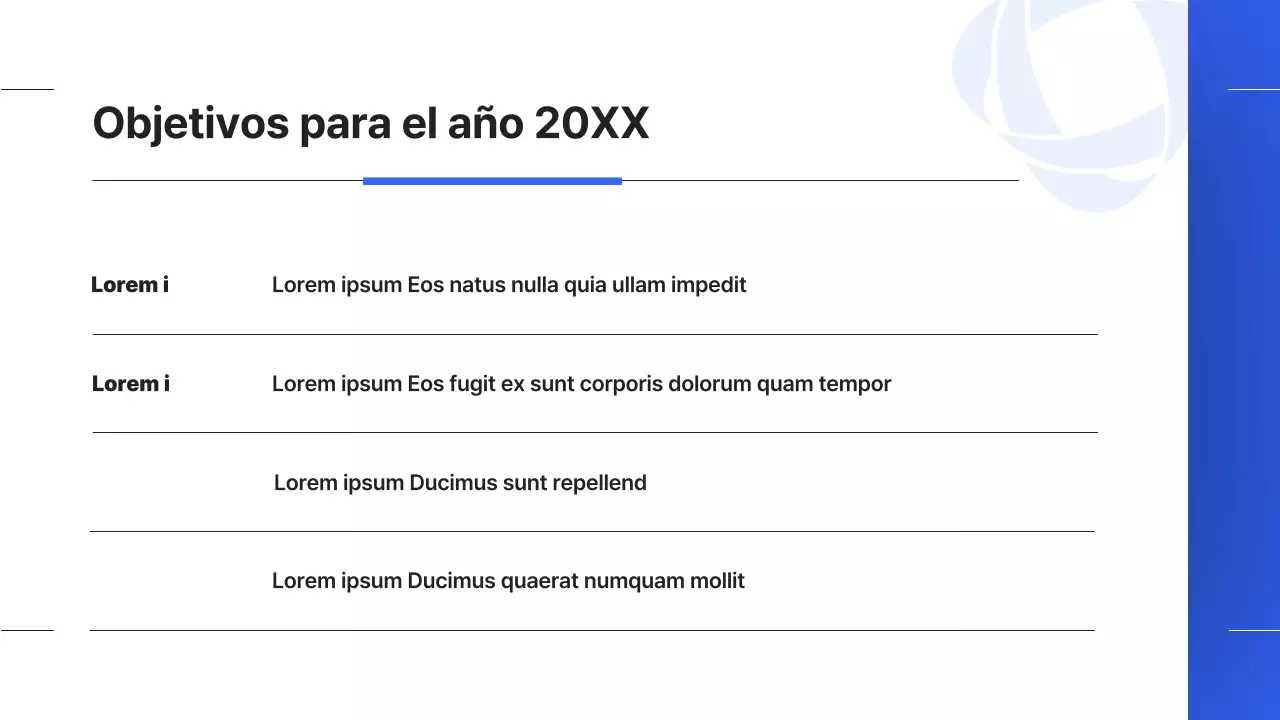 Un sencillo informe de resultados de fin de año en azul