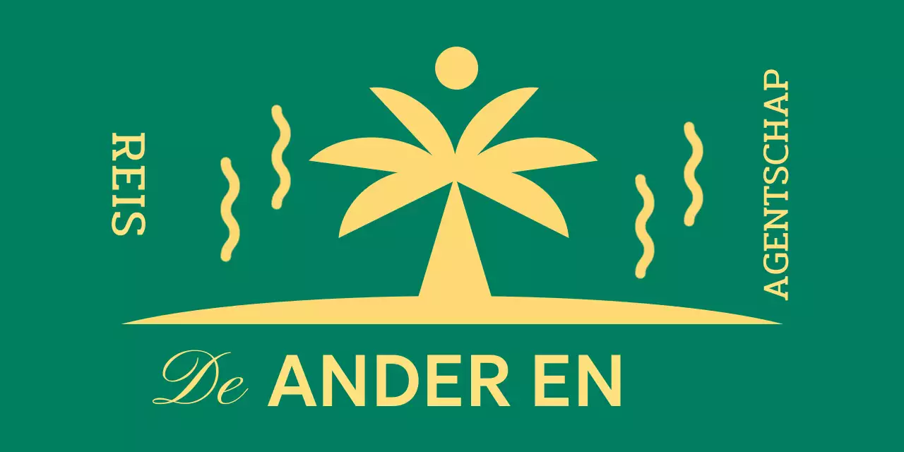 Briefpapier ontwerp met een eiland met palmbomen