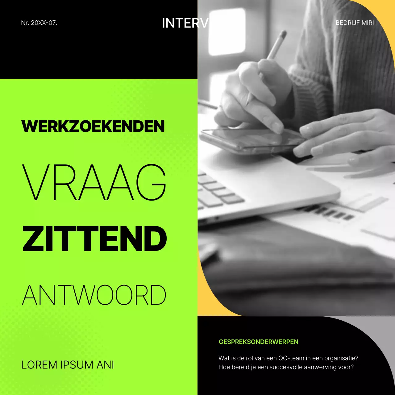 Fluorescerende en gele geometrische sollicitatiepost