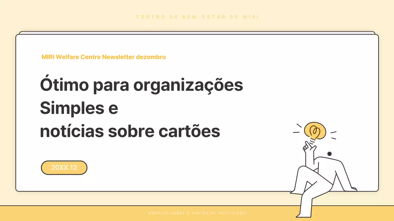Um boletim informativo básico amarelo e branco do serviço de ação social