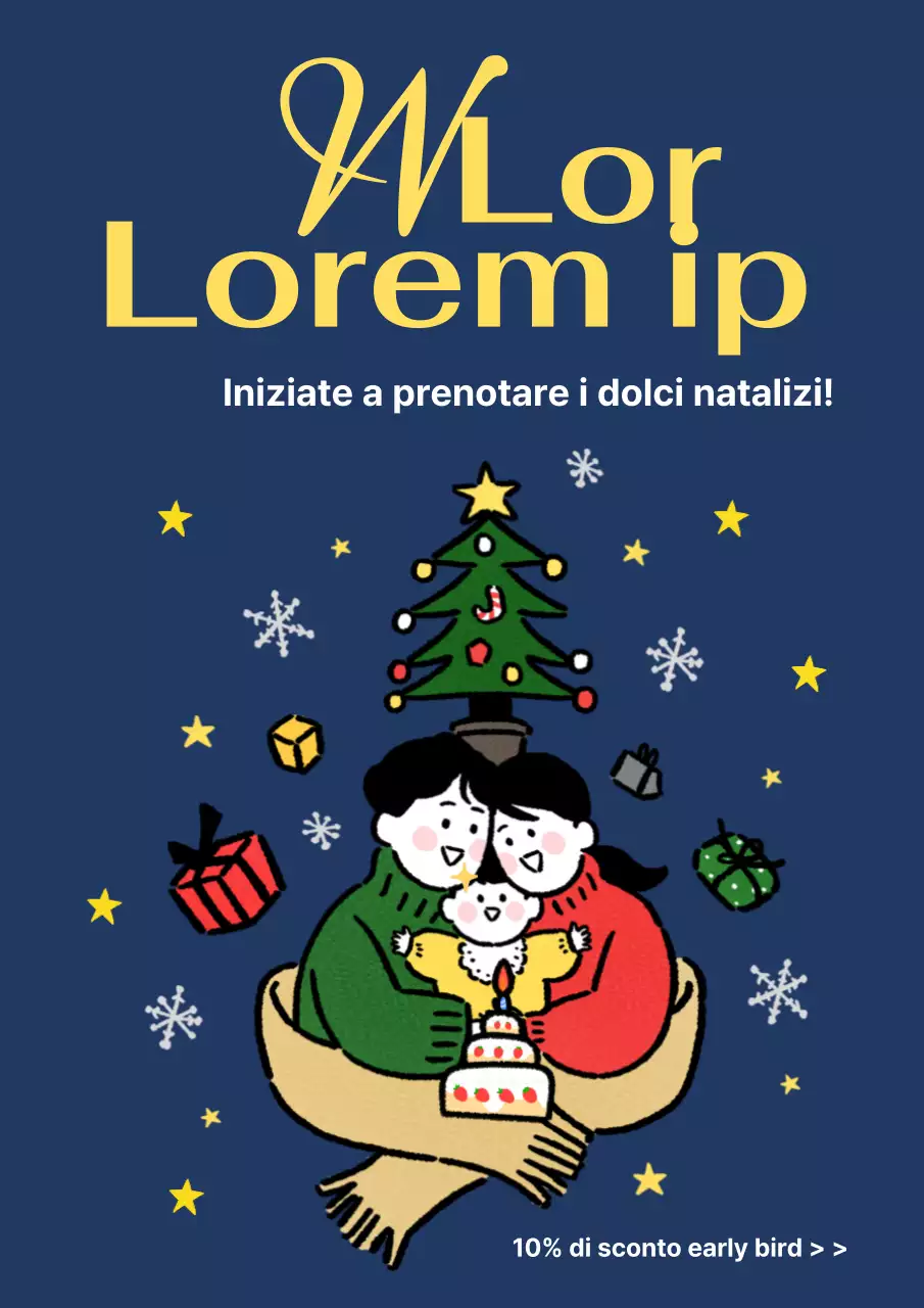 Semplice annuncio di prenotazione di torte natalizie in blu e verde