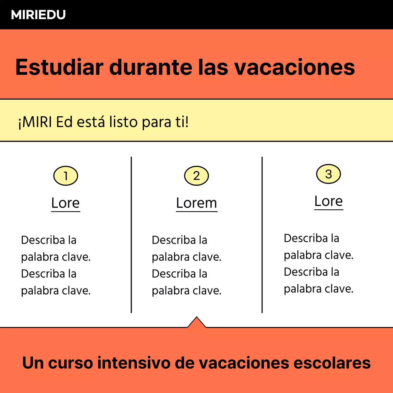 Promocione los especiales de vacaciones escolares en naranja y negro.