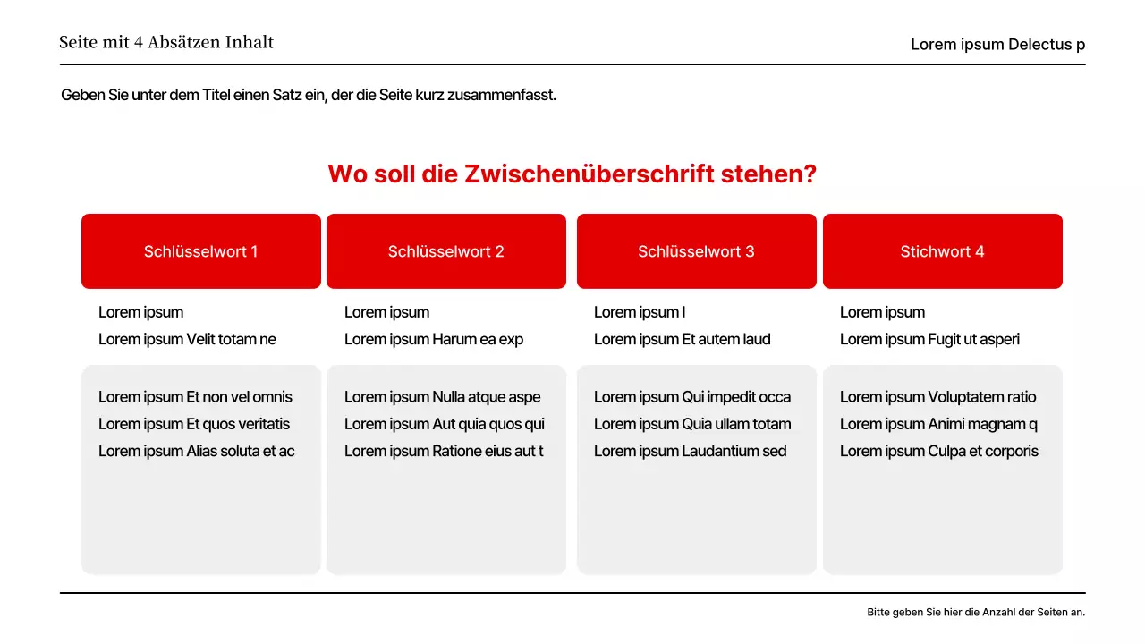 Eine einfache rote und graue Layout-Präsentation