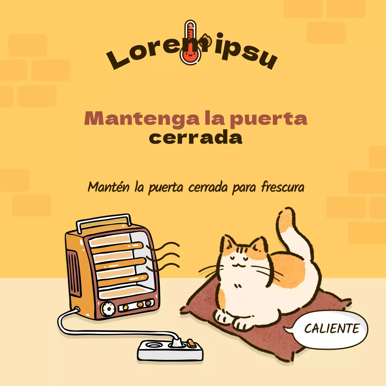 Anuncio amarillo y marrón en la habitación