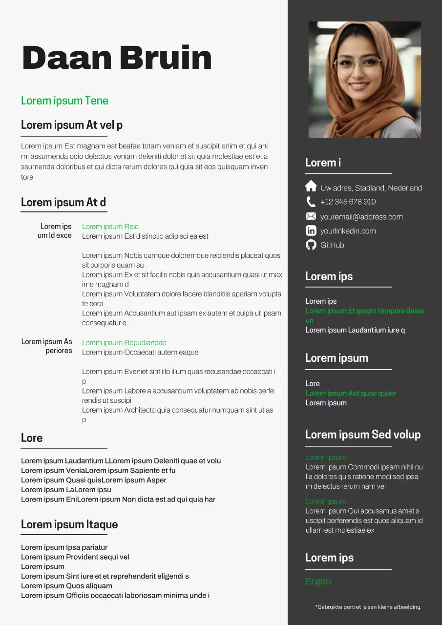 Wit en Groen Modern Software Engineer CV