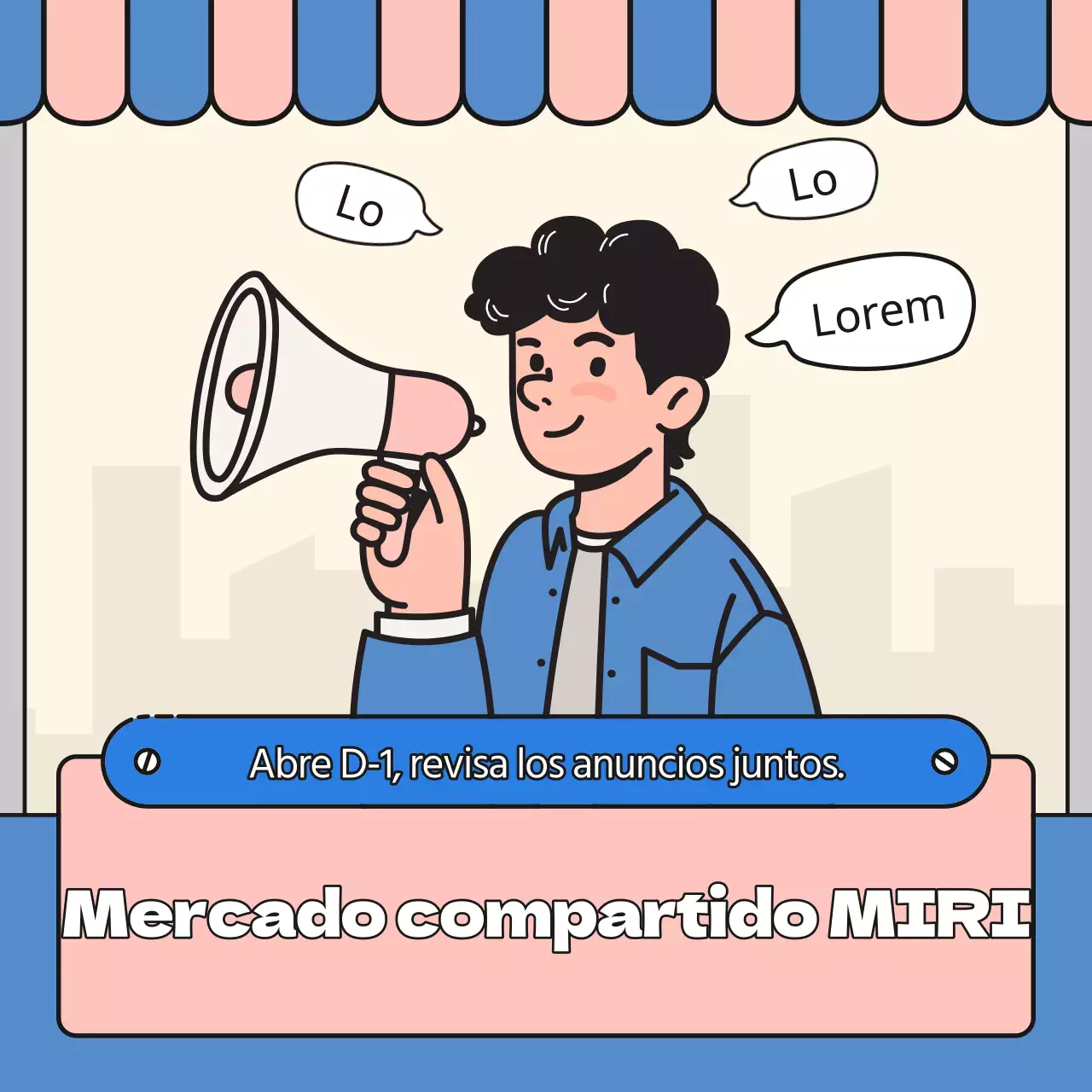 Anuncio del bazar azul y rosa