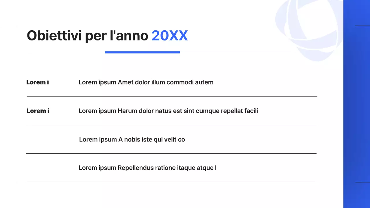 Un semplice rapporto di performance di fine anno in blu