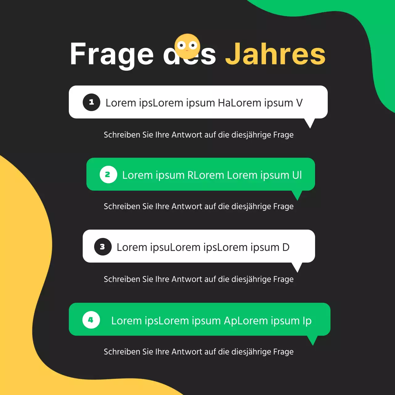 Tipps zum Jahresausklang für schwarz-orangefarbene Pop-Art