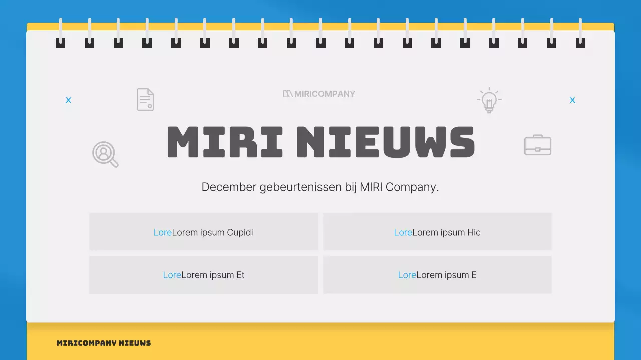 Eenvoudige zakelijke maandelijkse nieuwsbrief in blauw en geel