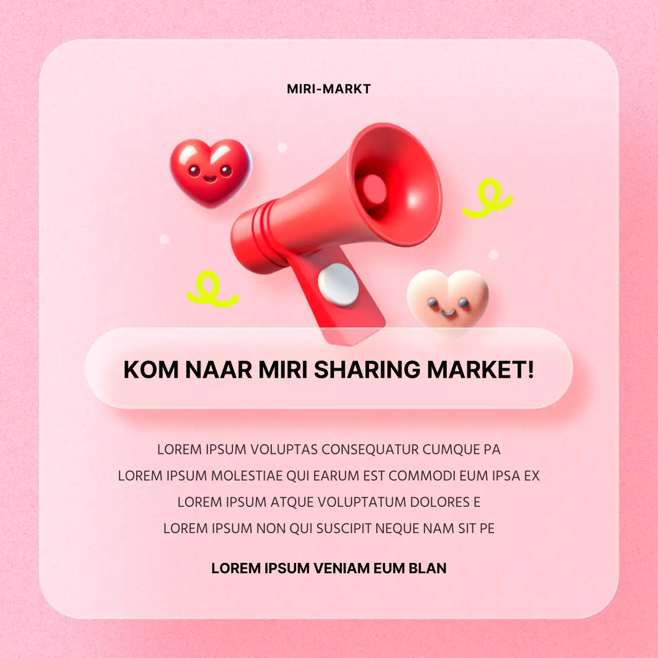 Aankondiging van de roze en rode deelmarkt