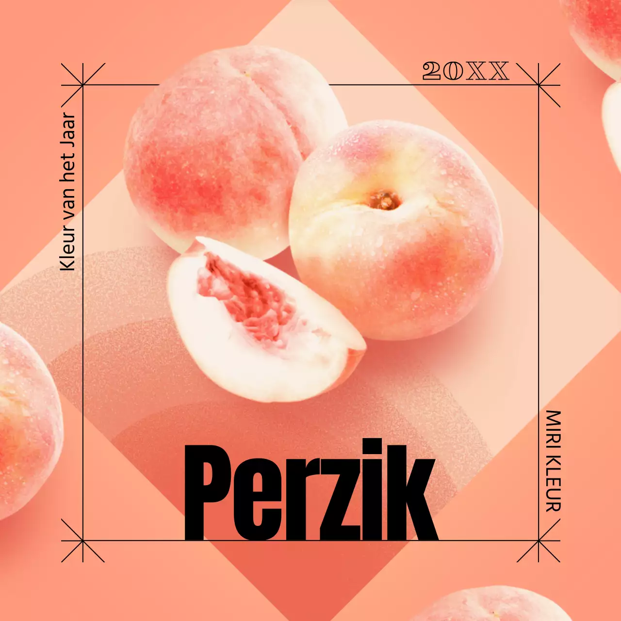 Trendy perzik advertentie in oranje