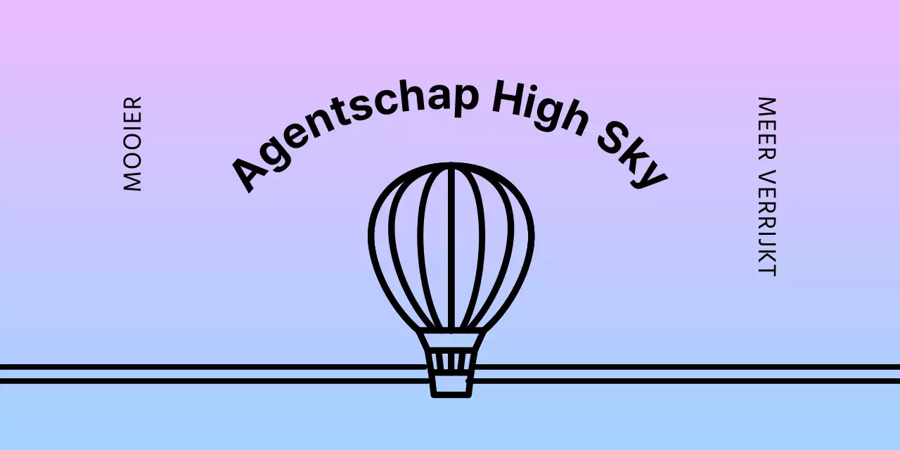 Ontwerp met een heteluchtballon op een achtergrond met kleurverloop