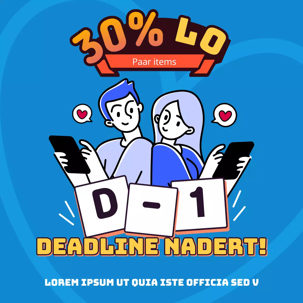 Promoot naderende sluiting met een eenvoudig blauw en geel kleurenschema