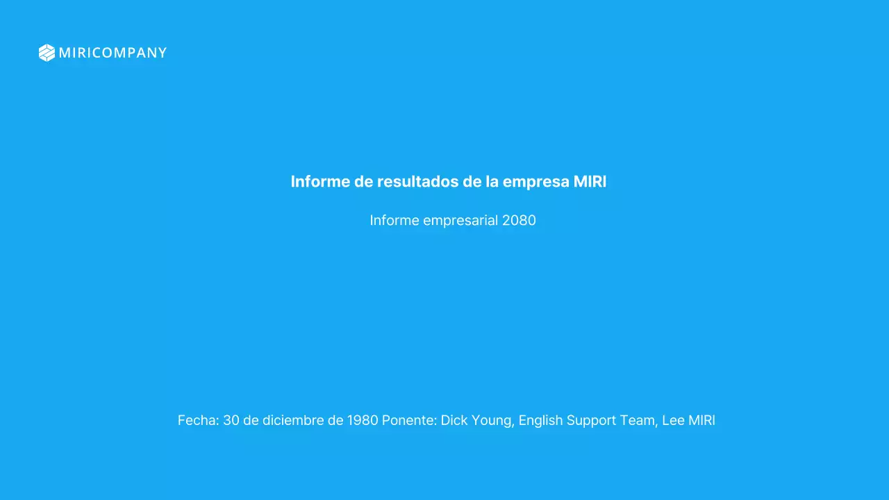 Una sencilla presentación en azul claro y blanco del informe de resultados