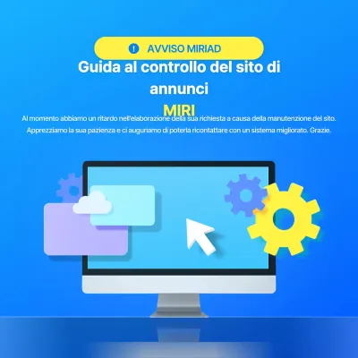 Annunci di manutenzione di base del sito in blu e giallo
