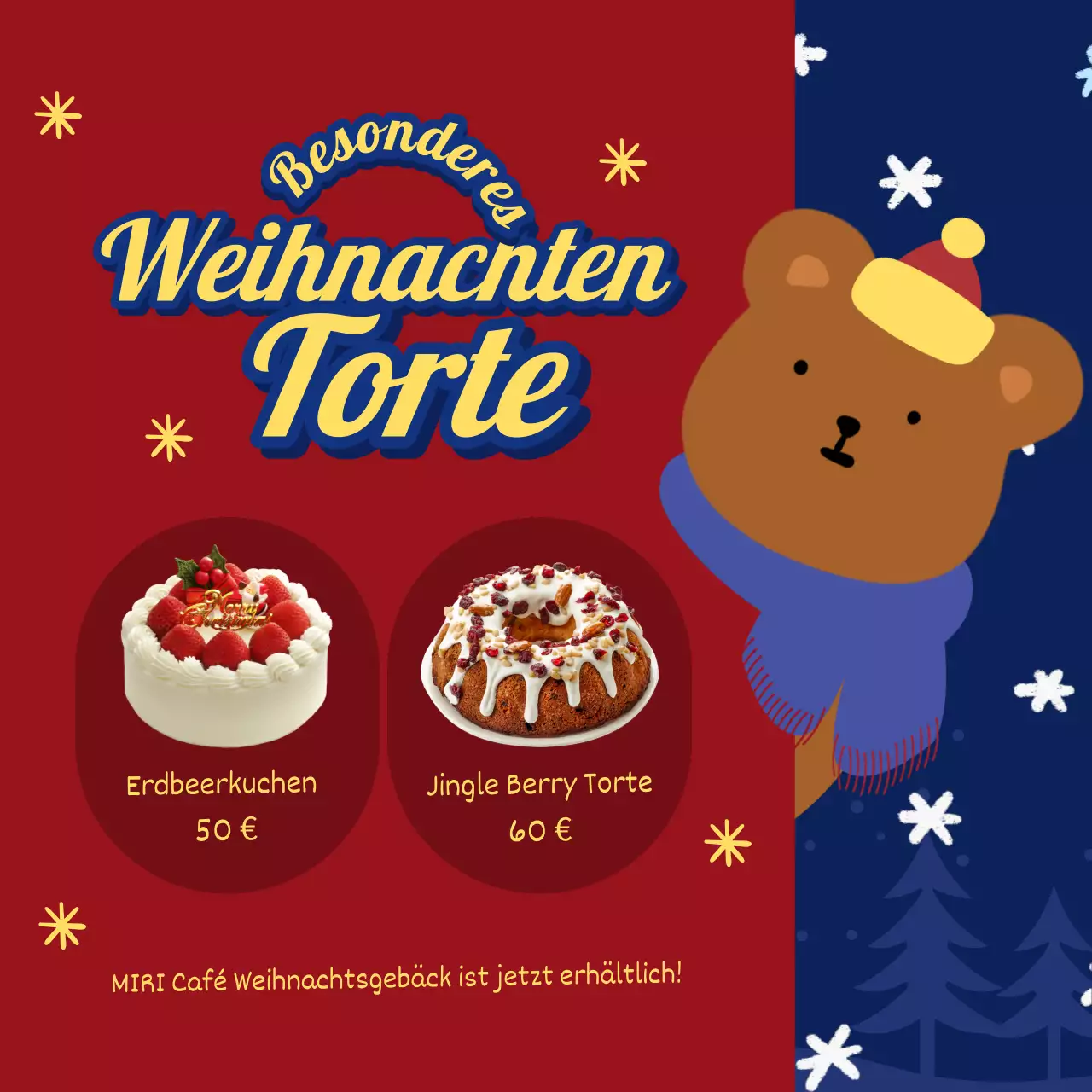 Pop-Art-Anzeigen für Treue- und Rabattaktionen im Winter in Blau und Gelb