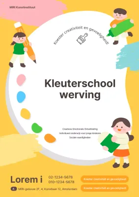 De werving van peuters bevorderen op de gele en schattige kunstschool