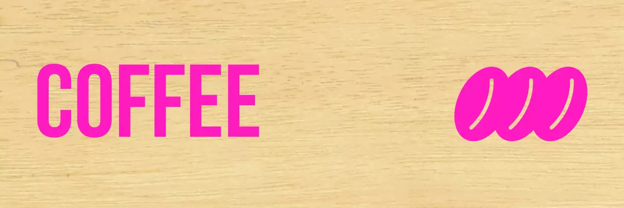 Cafe with clean black lettering and pink accents