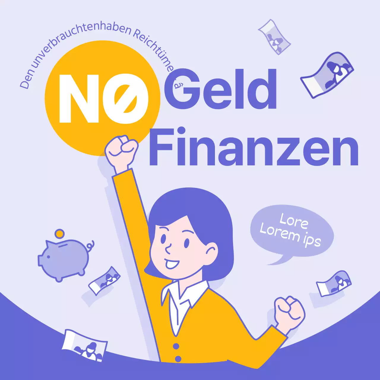 Einfache gelbe und violette Finanzinformationen ohne Geld