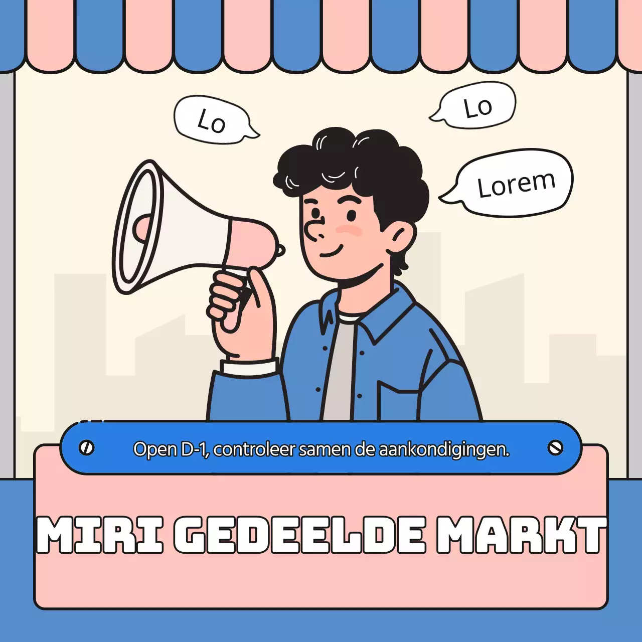 Aankondiging van de blauwe en roze bazaar