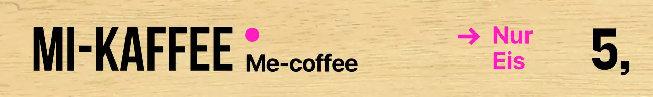 Café mit klarer schwarzer Schrift und rosa Akzenten