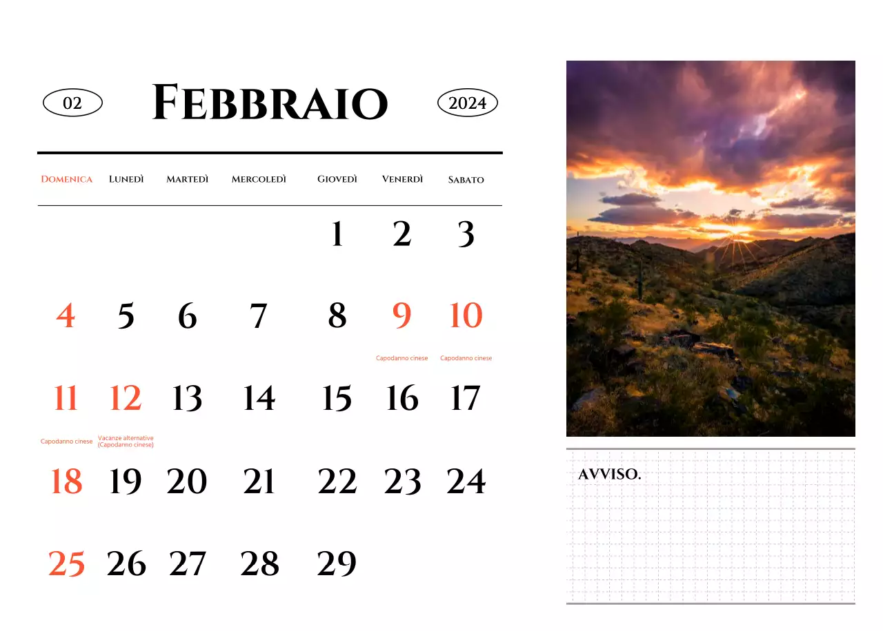 Un calendario dallo stile semplice con un concetto di fotografia di viaggio emozionale