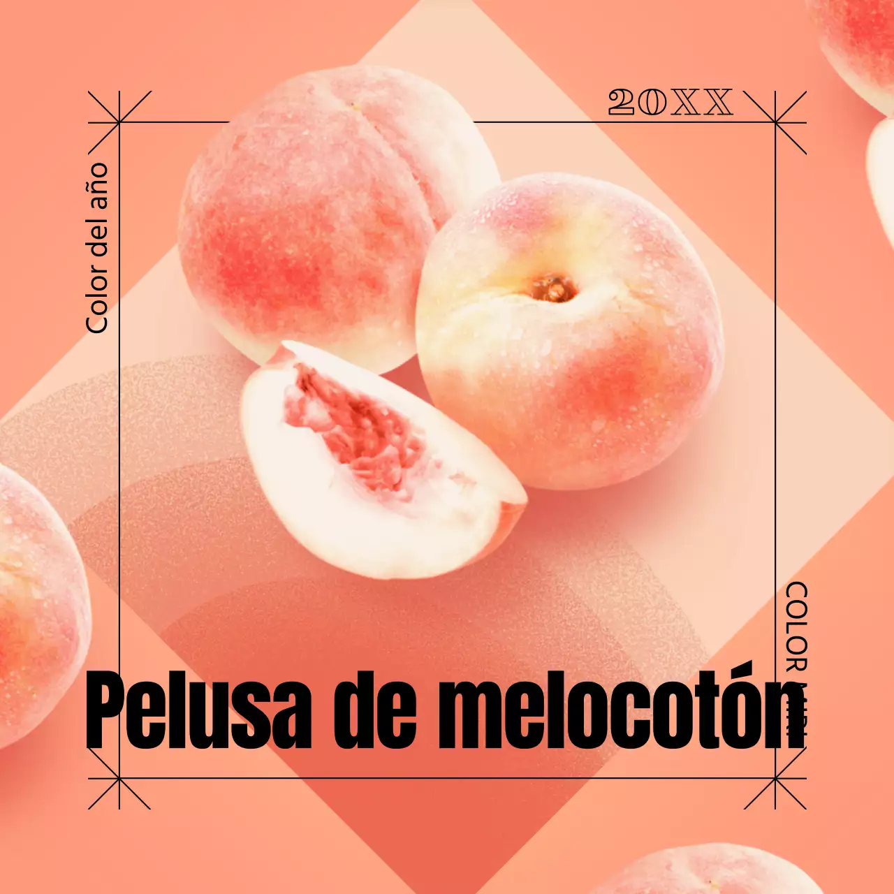 Moderno anuncio de melocotón en naranja