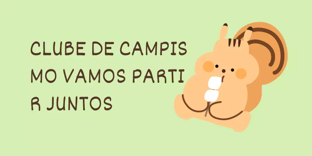 Um conceito giro de clube de campismo com desenhos de esquilos e tipos de letra manuscritos