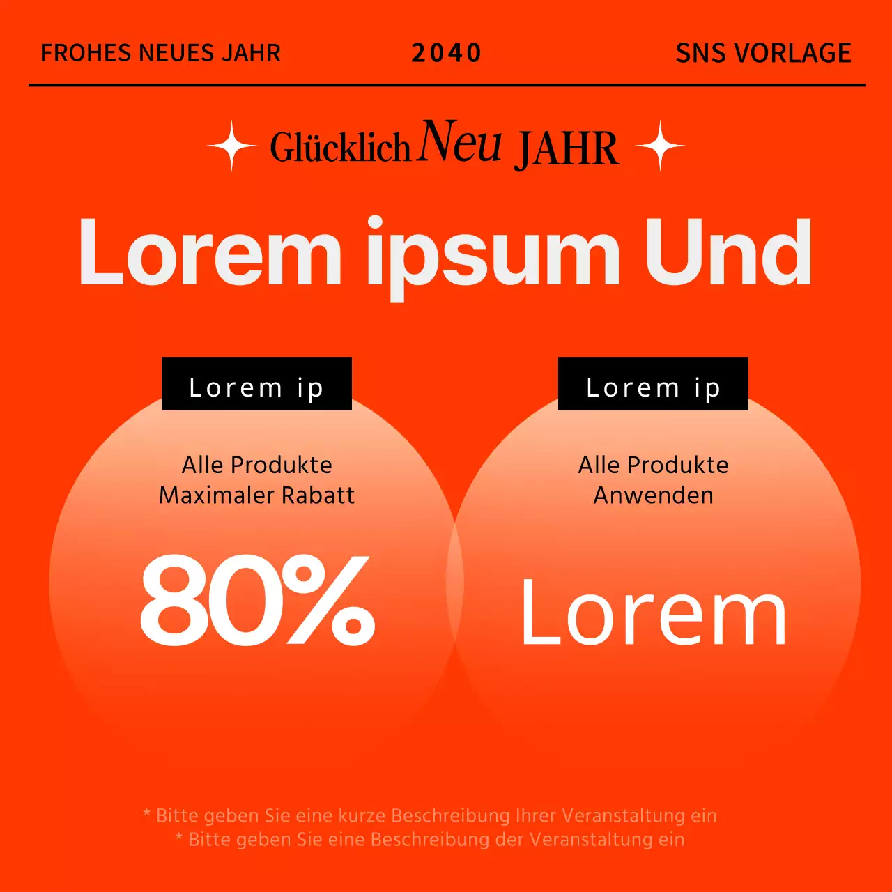 Werben Sie für eine Marketingvorlage für das neue Jahr in Orange und Minze