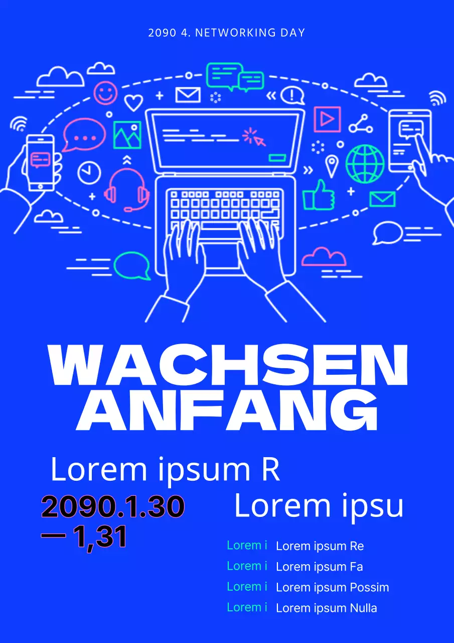Werben Sie für einen einfachen Netzwerktag in Blau und Weiß