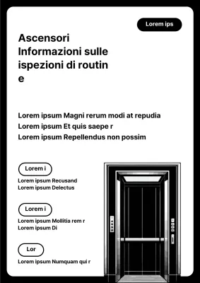 Avviso di manutenzione di un ascensore moderno in bianco e nero