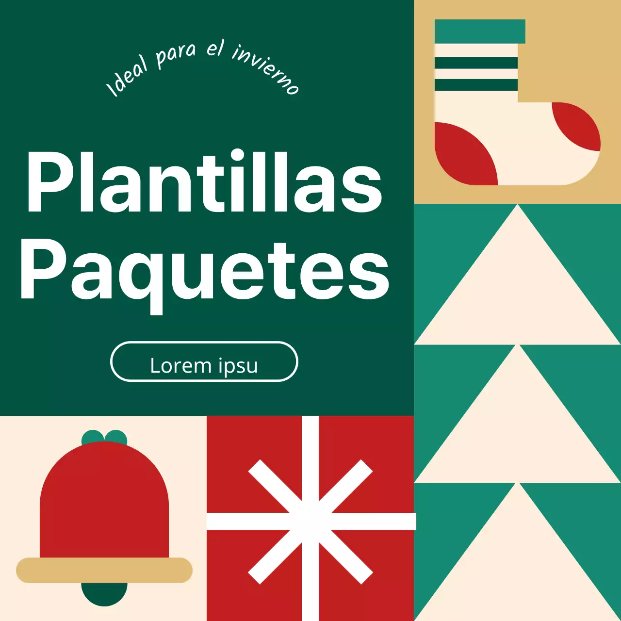 Anuncie un bonito paquete de plantillas navideñas en verde y rojo