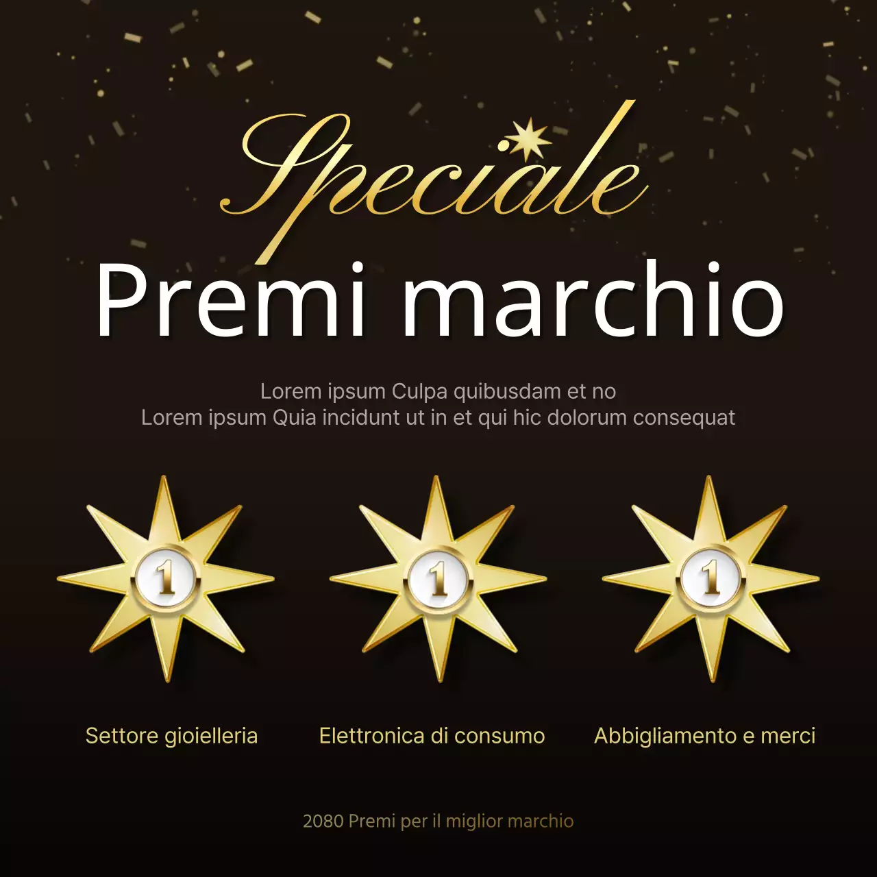 Pubblicizzare un lussuoso evento di premiazione del marchio di fine anno in marrone e oro